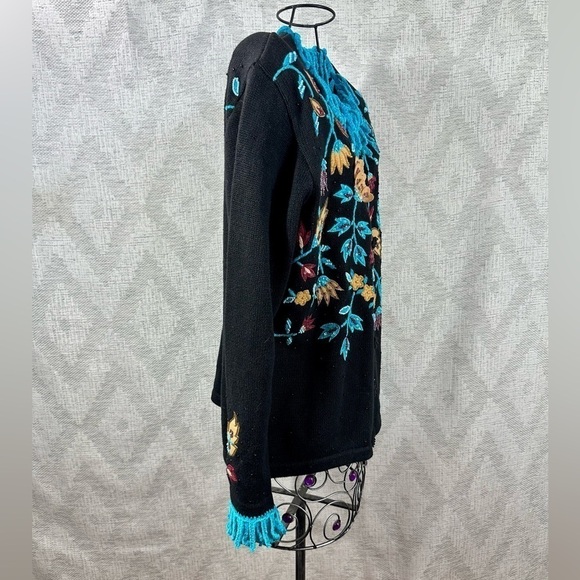 Vintage Berek beaded and embroidered floral button up cardigan size L - Picture 9 of 11